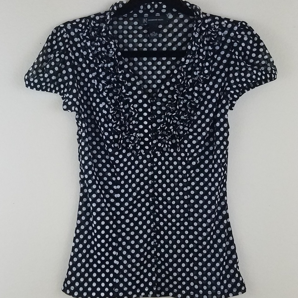 4/25 INC PolkaDot Ruffle Front XS